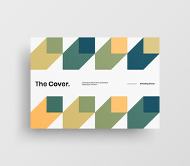 Creative business abstract horizontal front page vector mock up. Corporate geometric report cover illustration design layout. Company identity brochure template.