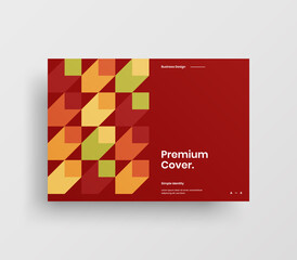 Creative business abstract horizontal front page vector mock up. Corporate geometric report cover illustration design layout. Company identity brochure template.