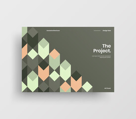 Creative business abstract horizontal front page vector mock up. Corporate geometric report cover illustration design layout. Company identity brochure template.