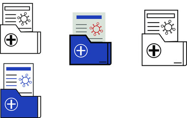 report icon in different style vector illustration. The theme of the corona virus two color and black report vector icons designed with the style of the fill, outline, line and stroke can be used for 