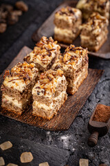 Two layered walnut cake dessert