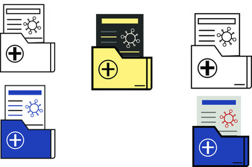 report icon in different style vector illustration. The theme of the corona virus two color and black report vector icons designed with the style of the fill, outline, line and stroke can be used for 