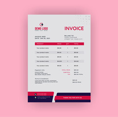 Creative invoice Template . Vector Business Stationery Design. Print Template