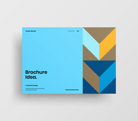 Creative business abstract horizontal front page vector mock up. Corporate geometric report cover illustration design layout. Company identity brochure template.