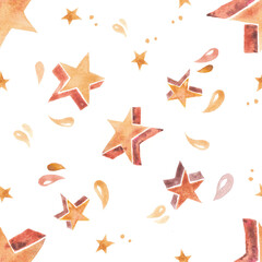 Pattern with yellow stars on white background