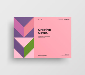 Creative business abstract horizontal front page vector mock up. Corporate geometric report cover illustration design layout. Company identity brochure template.