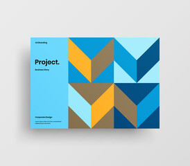 Fototapeta premium Creative business abstract horizontal front page vector mock up. Corporate geometric report cover illustration design layout. Company identity brochure template.