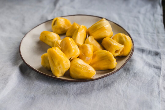 Jackruit segments on a plate