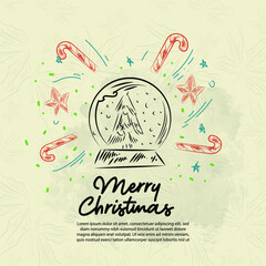 Christmas Doodle Background for Greeting Cards