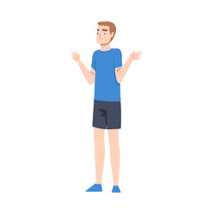 Young Man Showing Rejection and Refusal Gesture with His Hands Vector Illustration