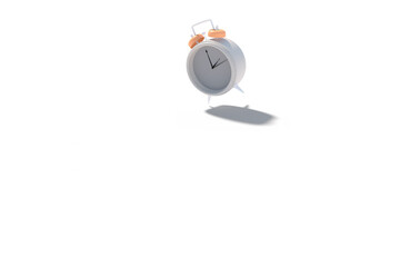 Naklejka premium A White Vintage Clock, Floating, Suspended, Studio Shot, Isolated Against White. Time Concept. 3d Rendering.