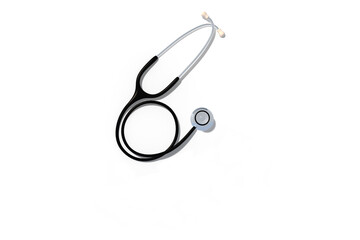 stethoscope isolated against white, flat lat, medical backgrounds, template, concept. 3d Rendering.