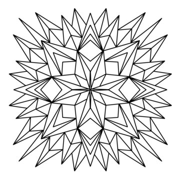 Easy mandala like star, basic and simple mandalas coloring book for adults, seniors, and beginner. Digital drawing. Floral. Flower. Oriental. Book Page. Vector.