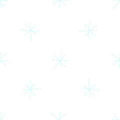 Hand Drawn blue Snowflakes Christmas Seamless Patt