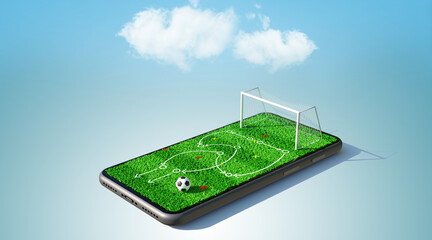 football game strategy on smartphone.