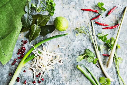 Herbs and ingredients for oriental cuisine