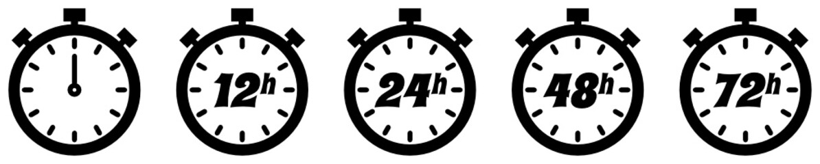 Stoppuhr, 12, 24, 48, 72 Stunden