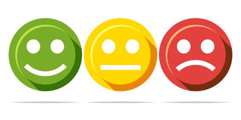 Facial expression feedback button icon vector isolated