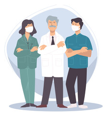 Team of professional doctors specialists in masks
