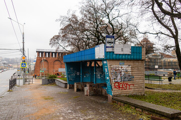 old bus stop in the city