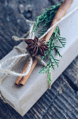 Christmas presents with natural decorations