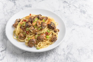 スモーク帆立のパスタ