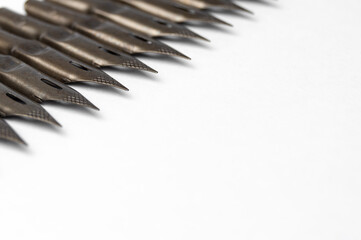 Vintage quills for a fountain pen. Feathers for lettering and drawing techniques. Stylish and vintage fountain pen for business, diary, Notepad and notes. Pen for recording thoughts