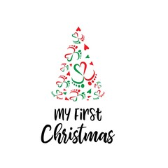 Christmas tree with baby feet vector illustration