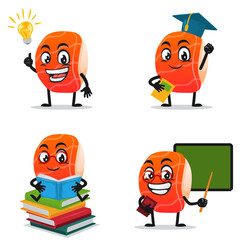 vector illustration of sushi mascot or character collection set with education theme