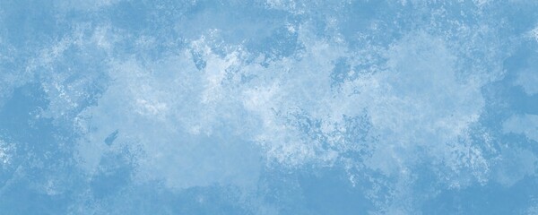 Web banner lungo.  acquerello in pittura blu e bianca nuvoloso e grunge marmorizzato, nebbia morbida o illuminazione nebulosa e colori pastello. 