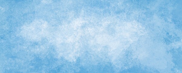 Web banner lungo.  acquerello in pittura blu e bianca nuvoloso e grunge marmorizzato, nebbia morbida o illuminazione nebulosa e colori pastello.  - obrazy, fototapety, plakaty