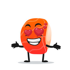 vector illustration of sushi mascot or character with love eye