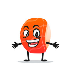 vector illustration of sushi mascot or character open hand