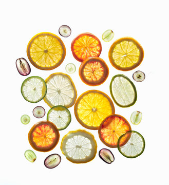Various slices of citrus fruits