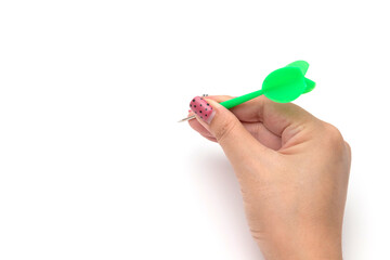 Hands with darts at the target center