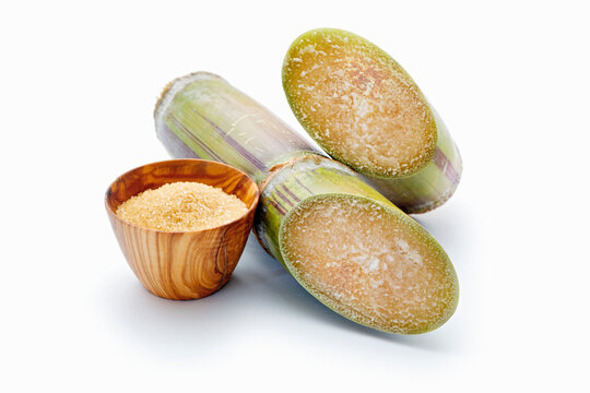 Sugar cane and brown sugar