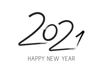Fototapeta premium 2021 Happy New Year logo text design. Design for banner, poster, cover, print and calendar. 2021 vector logo isolated on white background. New Year template