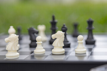 chess board game, strategy and competition in business concept