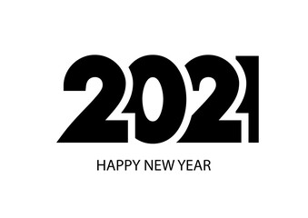 2021 Happy New Year logo text design. Design for banner, poster, cover, print and calendar. 2021 vector logo isolated on white background. New Year template