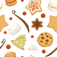 Christmas gingerbread cookies and pastry pattern
