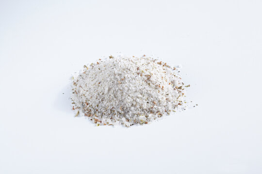 Spice mixture with bay leaves, rosemary, oregano, ajwain, lavender and salt