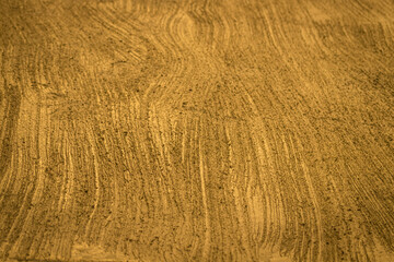 Gold wall treated with textured Rough plaster