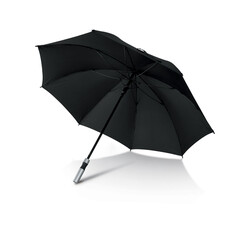 3d illustration of open rain umbrellas in different positions and colors with wooden and plastic handle and shadows on white background