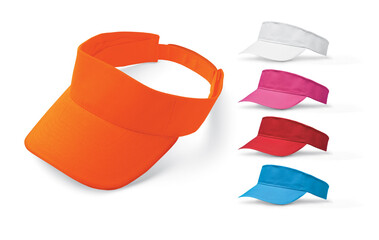 3d illustration of summer hat in different colors and styles on white background