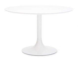 photo of white plastic round table on the blank background