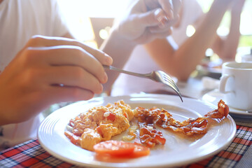 summer breakfast concept light food / bright photo, healthy food, morning, vigor, sport