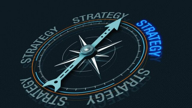 compass with the needle pointing to the right strategy (3d render)