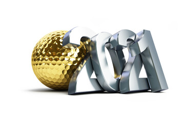 New Year 2021 golf ball gold