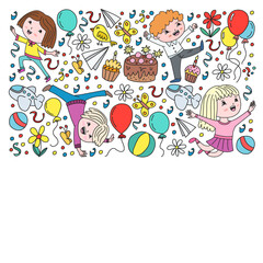 Painted by hand style pattern on the theme of childhood. Vector illustration for children design.