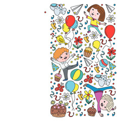 Painted by hand style pattern on the theme of childhood. Vector illustration for children design.